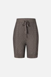 Pantalones cortos de punto trenzado con cordón y cintura alta